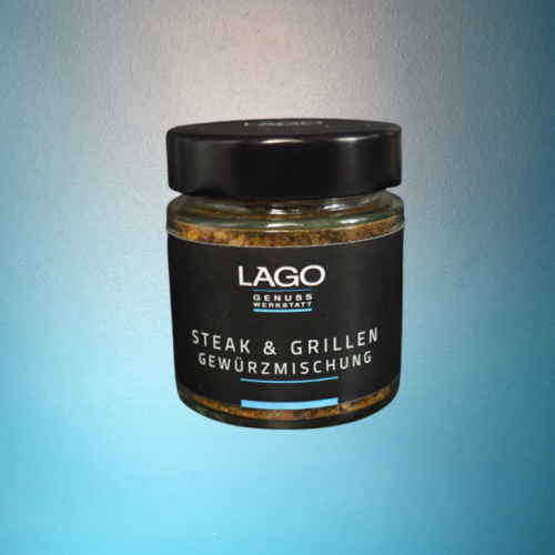 Gewürzglas mit LAGO Etikett Steak & Pfeffer