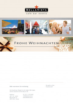 wertiger Gutschein mit schönen Bildern, passende Verzierung,  mit Platz für Widmung , Impressum. Text Frohe Weihnachten